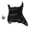 Musiclily Basic 11-Hole Stratocaster Pre-Wired Pickguard with SSS Alnico V Pickups for ST Stratocaster Electric Guitar, Black, 3-Piece Set