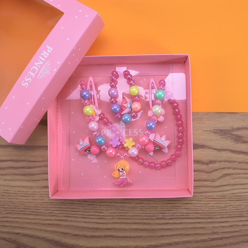 «Подарочная коробка для украшений серии «Принцесса»: Аксессуары для волос, ожерелье и браслет для детей «Эльза и Жасмин»