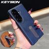 KEYSION Роскошный ретро чехол из ПУ кожи для Samsung Galaxy Z Fold 7 6 5 4 3 5G, вращающаяся на 360° подставка, противоударная задняя крышка для телефона
