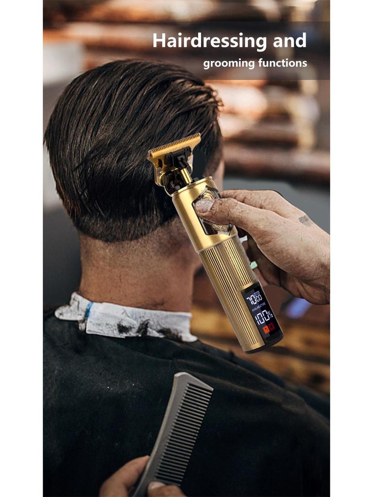 Электрическая машинка для стрижки волос с USB-цифровым дисплеем, бритвой и функцией карвинга