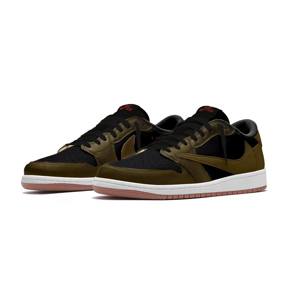 Travis Scott X Jordan Air Jordan 1 Vintage Basketball Shoes Unisex Low Top Black DZ4137-700(Team1142-)