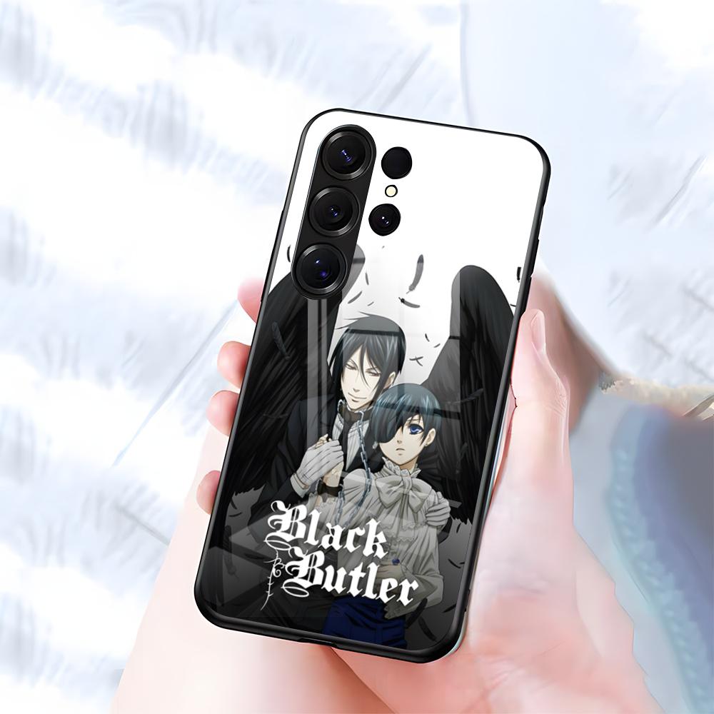 Чехол для телефона Черный дворецкий Для Samsung S26 S25 S24 FE S23 S22 S21 Plus S20 Ultra Note20Ultra Черный стеклянный чехол