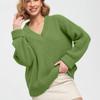 Autumn and Winter Women's Sweater Solid Color Comfortable Casual V-Neck Loose Long Sleeve Sweater