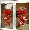 Reusable Christmas Decals Static Glass Sticker, Theme Bow Pattern Print, Removable Indoor Holiday Ornaments Electrostatic PVC Film for Home And Store