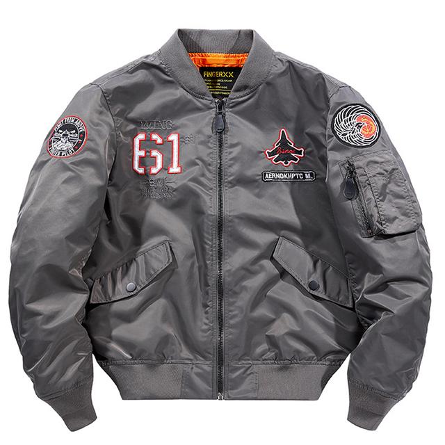 Мужские куртки Пальто Куртка-бомбер Мужская пилотная летная куртка Хип-хоп Уличная одежда Серый Темно-синий Черный Плюс размер Куртка ВВС Мужская