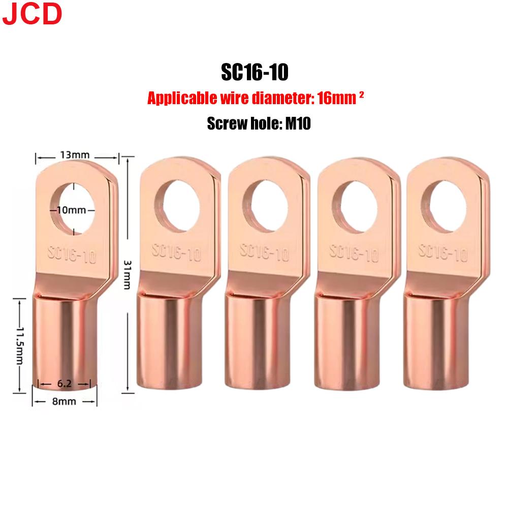 JCD 5/10/20pcs Copper Lug Ring Wire Connectors Bare Cable Electric Crimp Terminal SC4-6 SC6-6 SC6-8 SC10-6 SC16-6 SC16-8 SC25-8