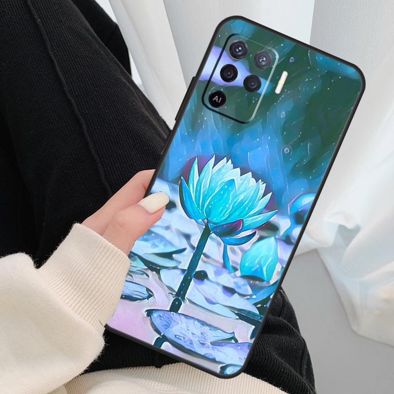 Чехол-цветок лотоса для Oppo A18 A38 A58 A78 A98 A80 A60 A40 A96 A76 A16 A94 A74 A54 A15 A17 A57 A77 A5 Pro