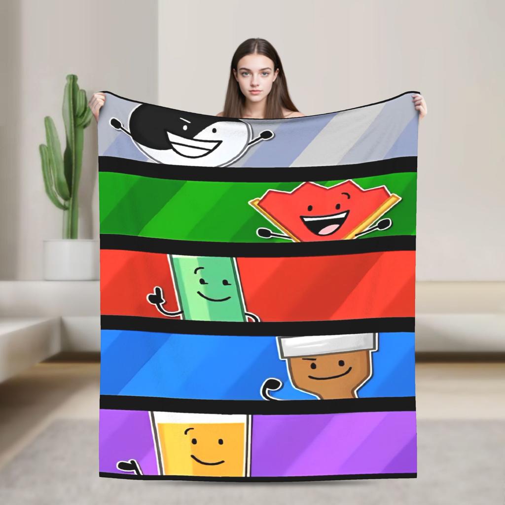 Cartoon Blankets Bfdi Flannel Funny Warm Throw Blanket for Home Autumn/Winter