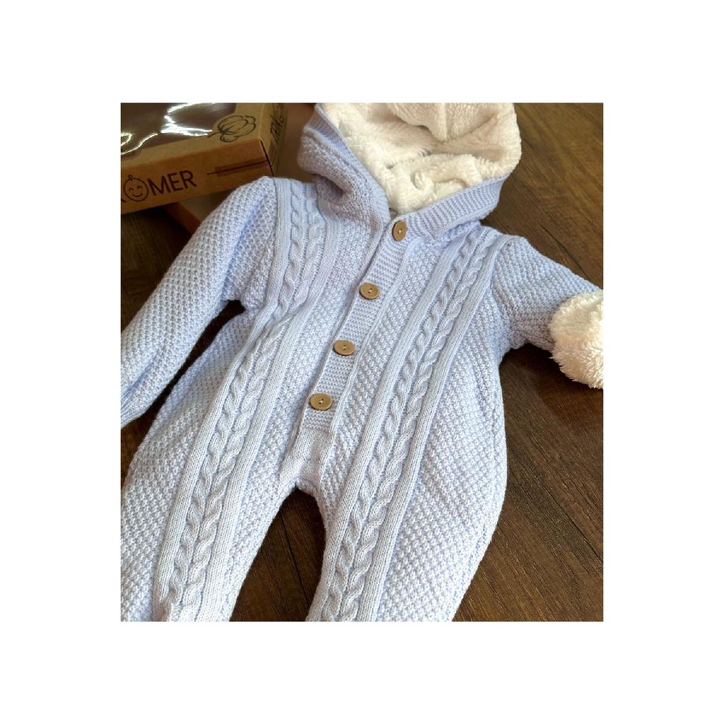 Трикотаж Комбинезон для новорожденных с овечьей шерстью внутри, очень мягкий узор для вязания волос