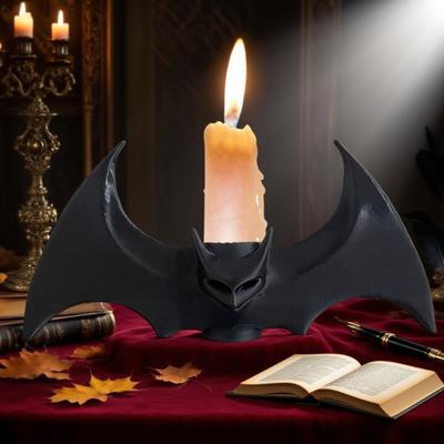1/2 шт. Хэллоуин Подсвечник в форме летучей мыши Жуткий 3D-печатный черный подсвечник в виде летучей мыши Подсвечник Домашнее украшение для стола
