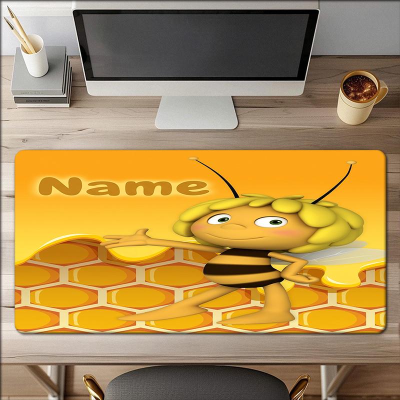 Custom Name Maya Bee Theme Mouse Pad Non Slip Rubber Base Multifunctional Office Home Decor Perfect For Workspace Personalization