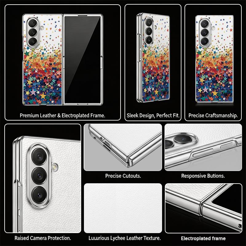 Чехол с принтом «Цветные звезды» для Samsung Z Fold 8 Ultra 7 6 5, роскошная кожаная накладка с покрытием, жесткий чехол для телефона для Galaxy Z Fold8 Fold7 Fold6