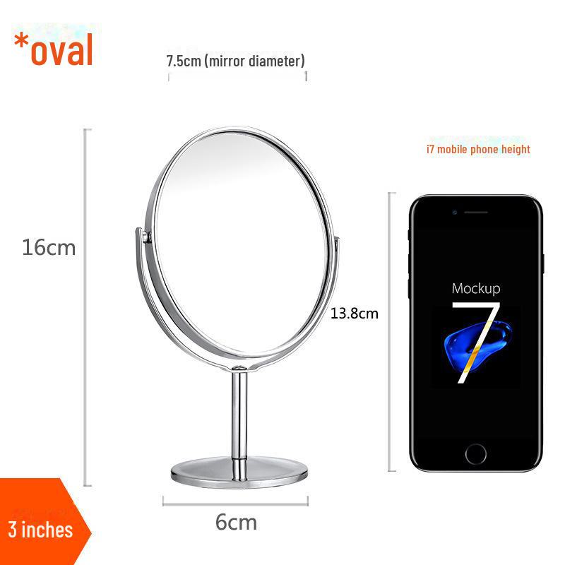 High-Definition Double-Sided Metal Desktop Makeup Mirror with Magnification and Rotating Feature