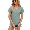 Летняя однотонная свободная футболка с короткими рукавами и v-образным вырезом для женщин