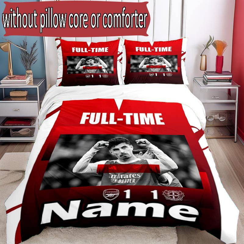 3pcs Duvet Cover Set (1*Duvet Cover + 2*Pillowcase, Without Core), Custom Name football team F.C Pattern Bedding Set, Home Bedroom Decor Gift