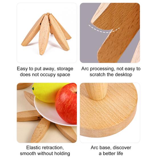 5Pcs Wooden Tree-Shaped Coasters with Base Heat-resistant Drink Placemats Pot