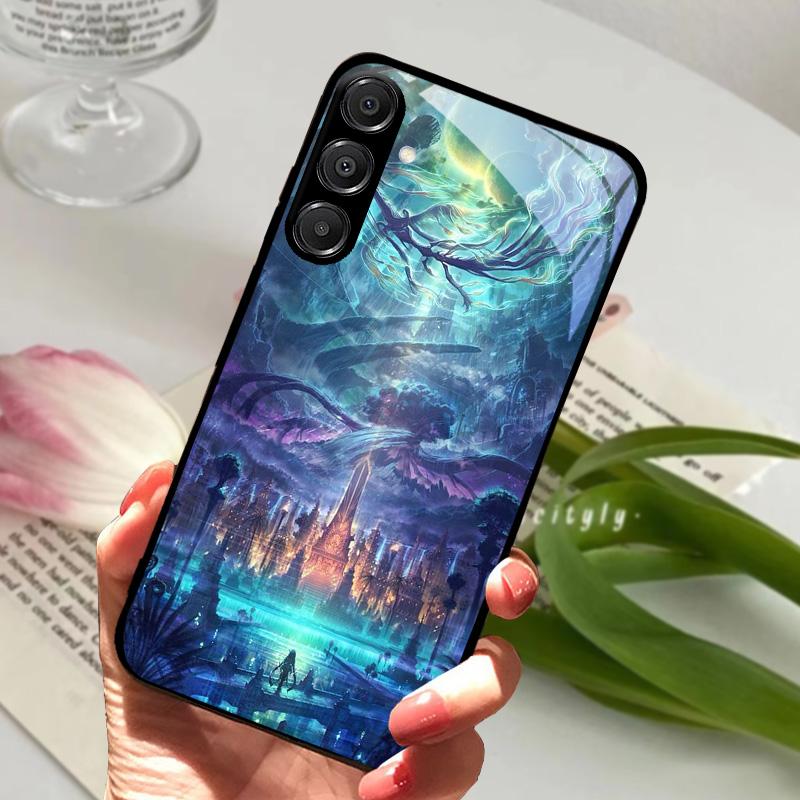 Чехол для Samsung A26 5G Жесткий ПК Закаленное Стекло Чехол для Телефона Для Samsung Galaxy A36 A56 5G Модный Животный Стеклянный Защитный Чехол