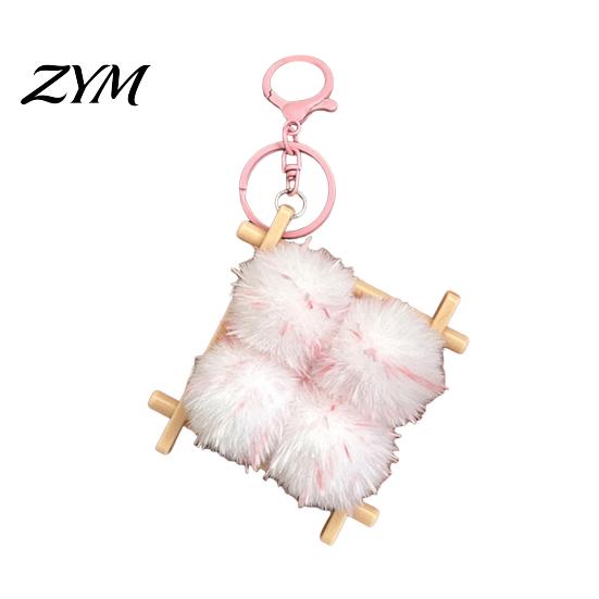 Lightweight Key Ring Fermented Bean Curd Plush Keychain, Fluffy Doufu Bag Decoration Keychain Charm with Keyring, Backpack Handbag Purse Accessories