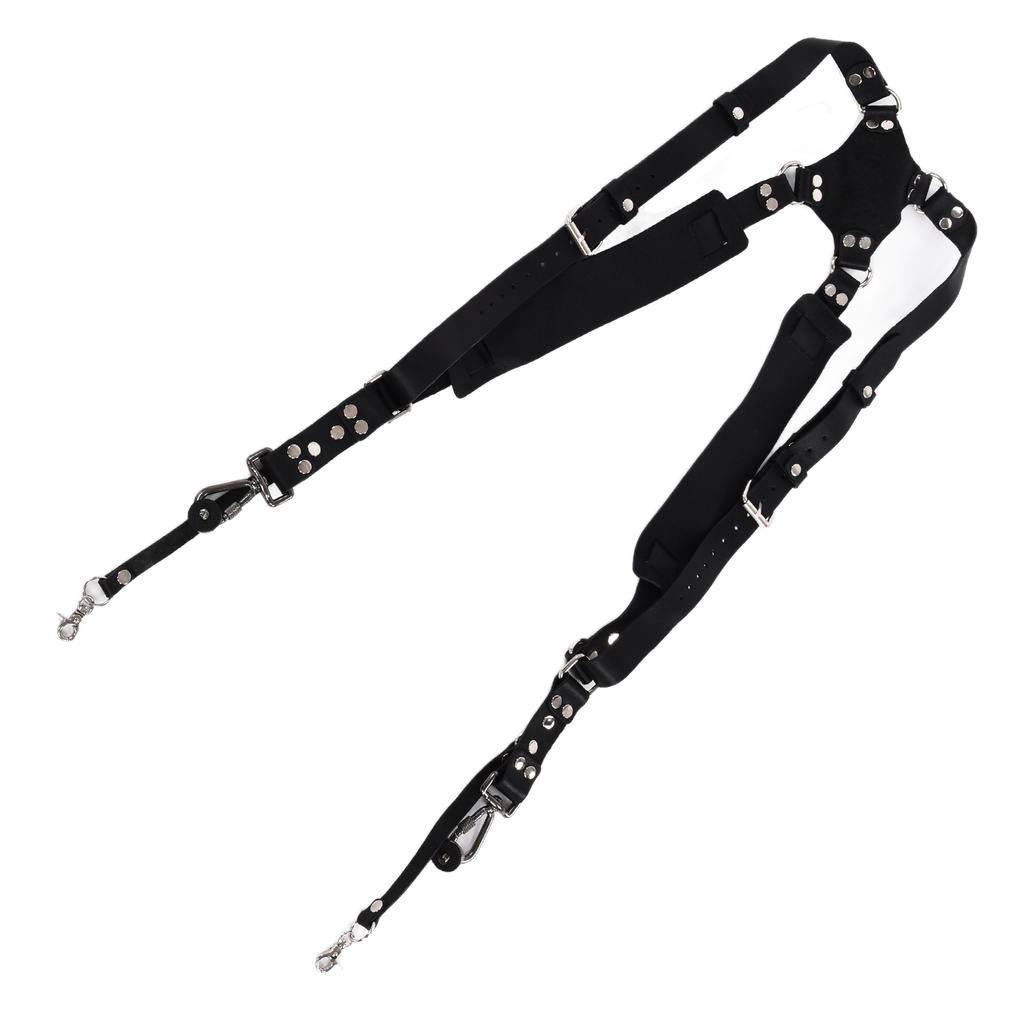 Leather Camera Strap Dual Shoulder Snapshot Harness Adjustable Multifunctional Camera Accessories for SLR CameraBlack