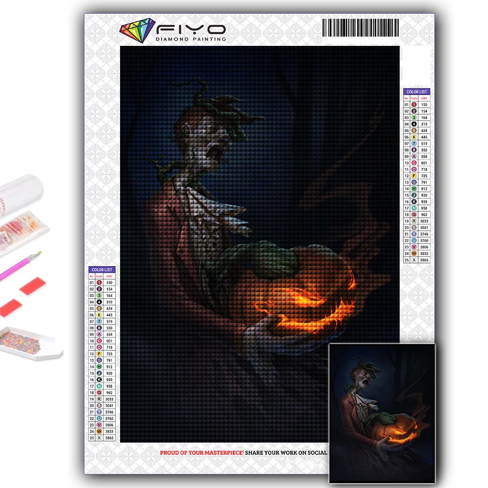 5D Алмазная картина Хэллоуин Страшная голова тыквы Человек DIY Алмазная вышивка Горный хрусталь Украшение дома