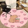 1PC Capybara Office Round Area Rug, Indoor Mat Suitable For Office, Under Office Chairs Bedroom Living Room Home Decor, Room Deco 005