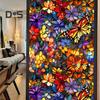 Stained Glass Static Window Film Vintage Flower Privacy Protection Sun Blocking Glass Cling Waterproof PVC Window Covering Film