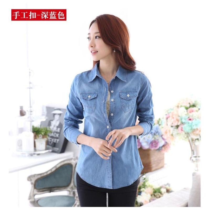 Тонкая джинсовая рубашка из чистого хлопка, женская весенне-осенняя рубашка с длинными рукавами, летнее солнцезащитное пальто, прилив