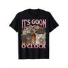 Женская футболка "It's Goon O'Clock" с мемом "Смеющийся кот" Хлопок Круглый вырез Короткий рукав Юмористическая футболка Стиль с жирным текстом