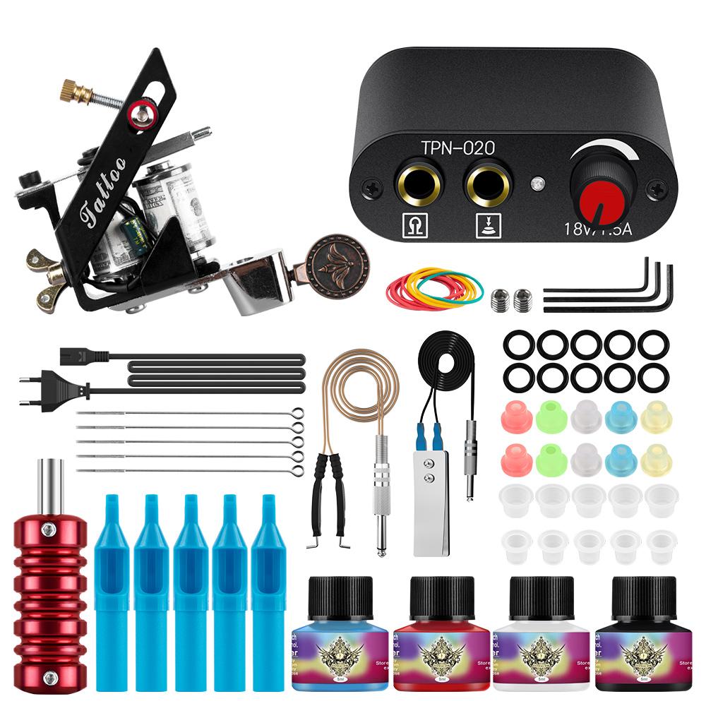 Комплект тату-машины PHOENIXY для начинающих, пистолет, источник питания, чернила премиум-класса, иглы, набор коробок, иглы с чернилами для татуировки, полный комплект