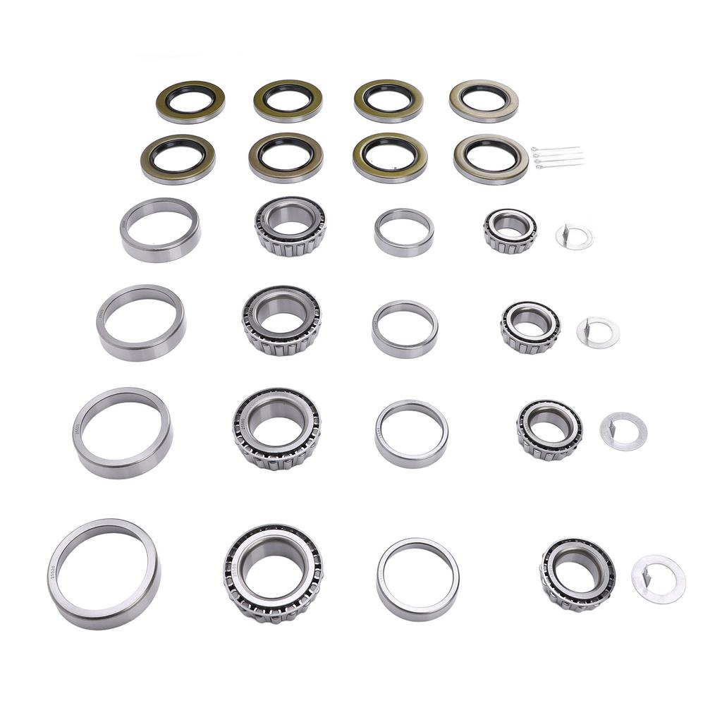 4 Sets Trailer Axle Bearing Kit 6000 to 7000lb Steel Alloy Trailer Wheel Hub Bearing Set with Cotter Pins and Grease