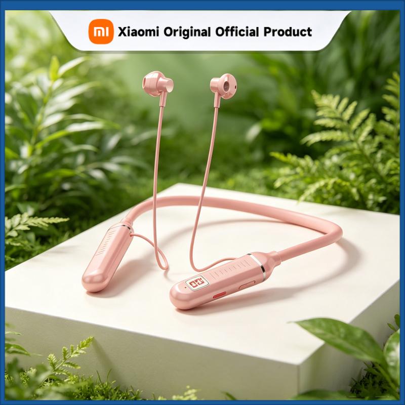 Xiaomi Sports Neckband Headphones Bluetooth Earphones Gaming LED Battery Display Wireless Mic Stereo HIFI TWS Headset Support TF Cards