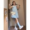 Blue Bow Bud Dress Women's Summer New Small Temperament Sleeveless Loose Vest Puffy Short Skirt