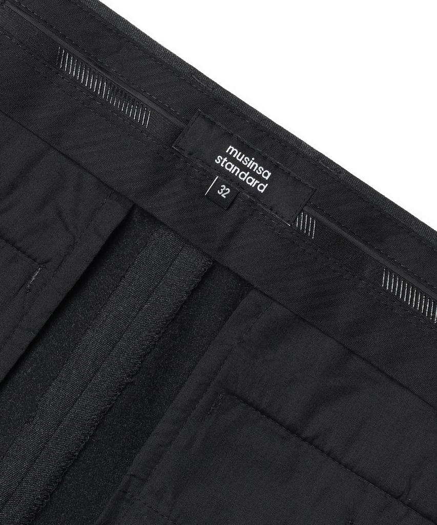 MUSINSA STANDARD Heavyweight Fleece-Lined Tapered Hidden Elastic Waist Length Slacks [Charcoal Gray]
