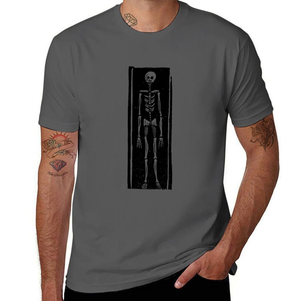 Late Medieval Woodcut Of Skeleton In Coffin Tshirt Antiwrinkle Short Sleeve Tshirt