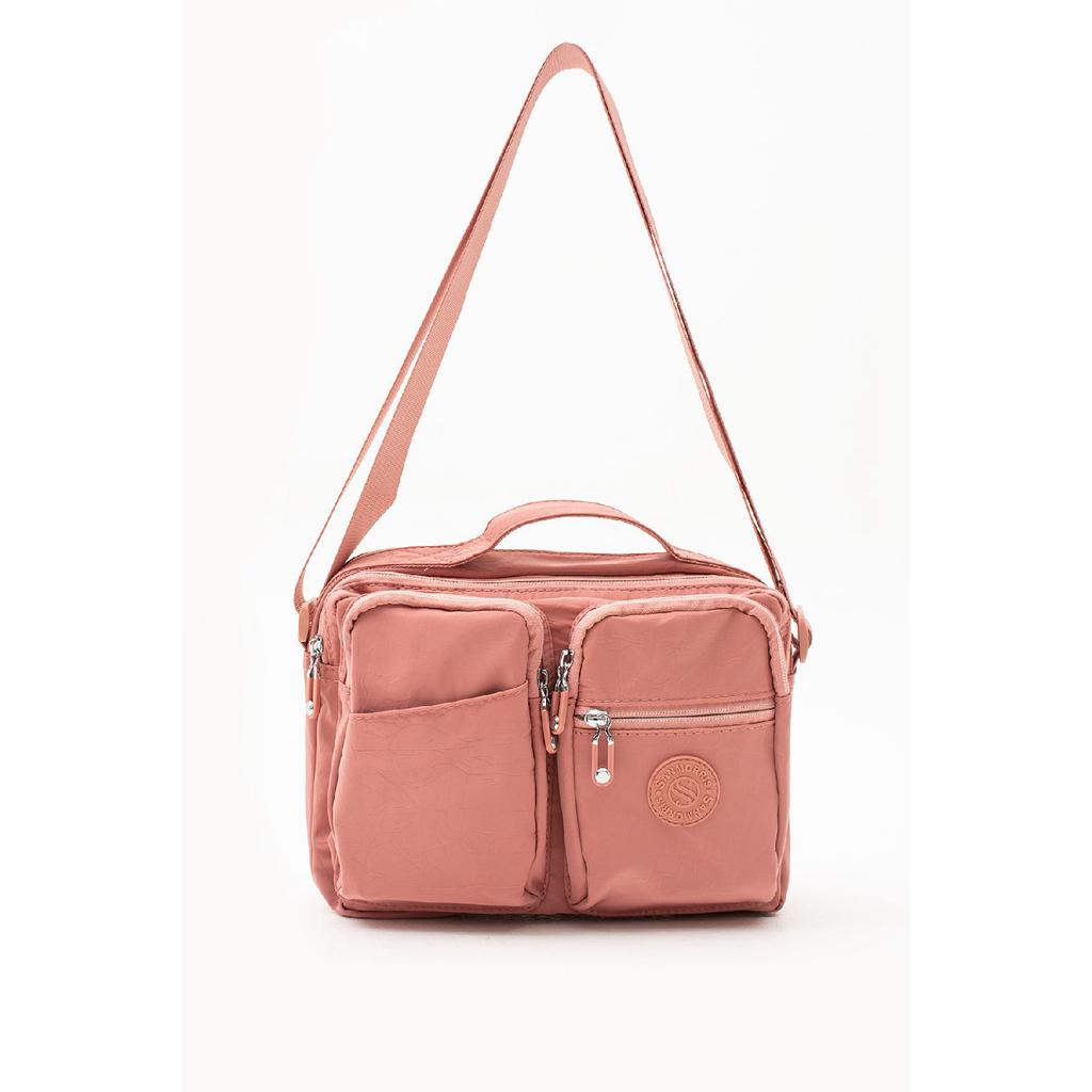 Women's Multi-pocket Waterproof Satin Fabric Adjustable Cross Strap Shoulder Bag