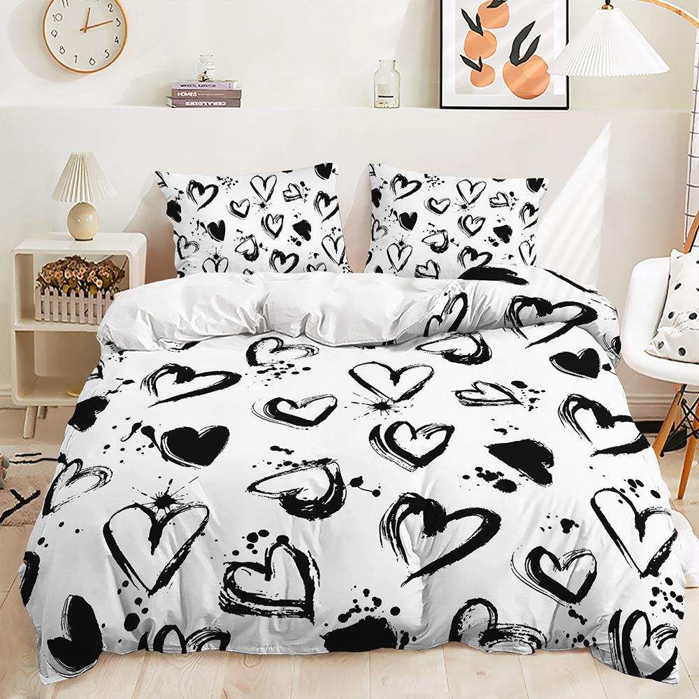 Пододеяльник в черно-белую полоску, наволочка, комплект из трех предметов, постельное белье, простой стиль