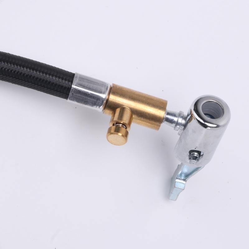 Braided Tire Inflator Hose Adapter with Clip-On Chuck, 3 Brass Fittings for Tire Pressure Checks and Garage Service