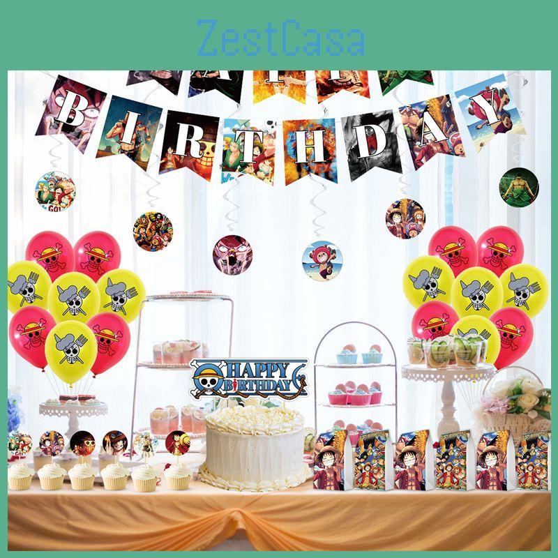 Anime One Piece Themed Birthday Party Decor Supplies Suit Banner Topper Balloon