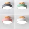 Nordic Macaron Ceiling Light: Creative 3-Color Wood Lighting for Corridor, Foyer, or Balcony.