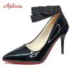 Fashion Aphixta 2cm Flock Belt Buckle Black High 12cm/10cm/7cm Stiletto Heels Pumps Women Shoes Pointed Toe Party Super Big Size 49 50