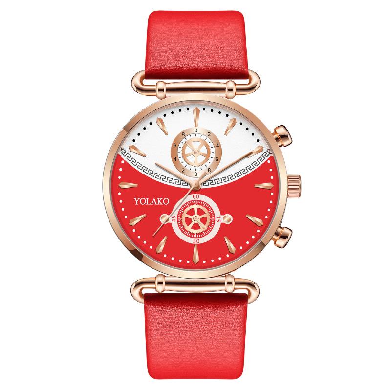 Модные женские часы с двумя глазами, женские часы с ремешком, кварцевые часы