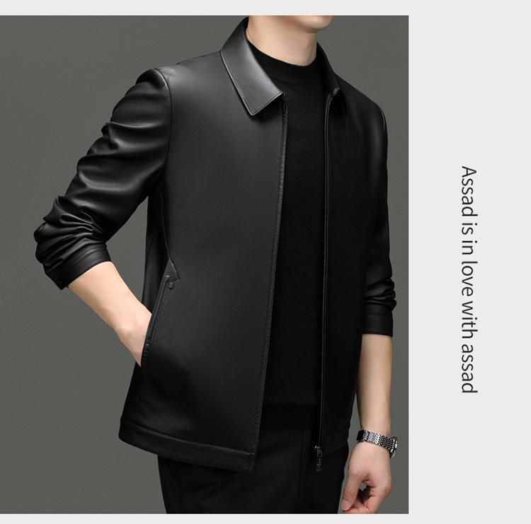Мужская байкерская куртка из овчины Pierre Cardin - С подкладкой из бархата, Плотная, Осень/Зима.