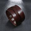 Men Bracelet Faux Leather Solid Color Smooth Punk Style Button Closure Lightweight Individual Cross Strap Men Accessory