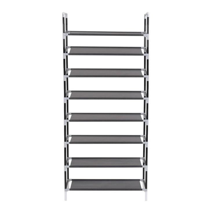 VidaXL Shoe Rack with 8 Shelves Metal and Non-woven Fabric Black