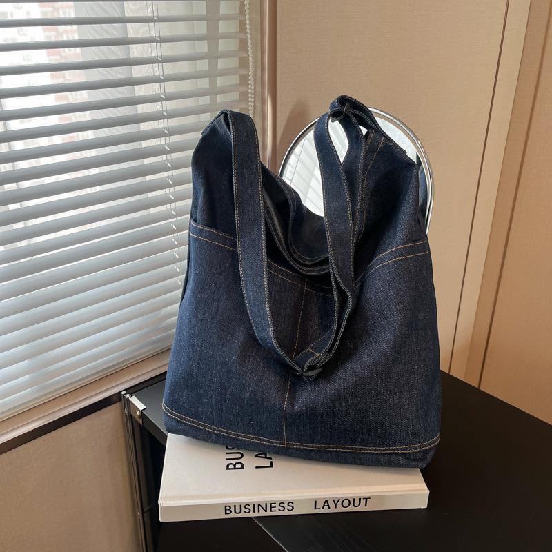 Джинсовая сумка большой вместимости простая на плечо сумка-мессенджер школьница ленивая 2025 хозяйственная сумка сумка-тоут