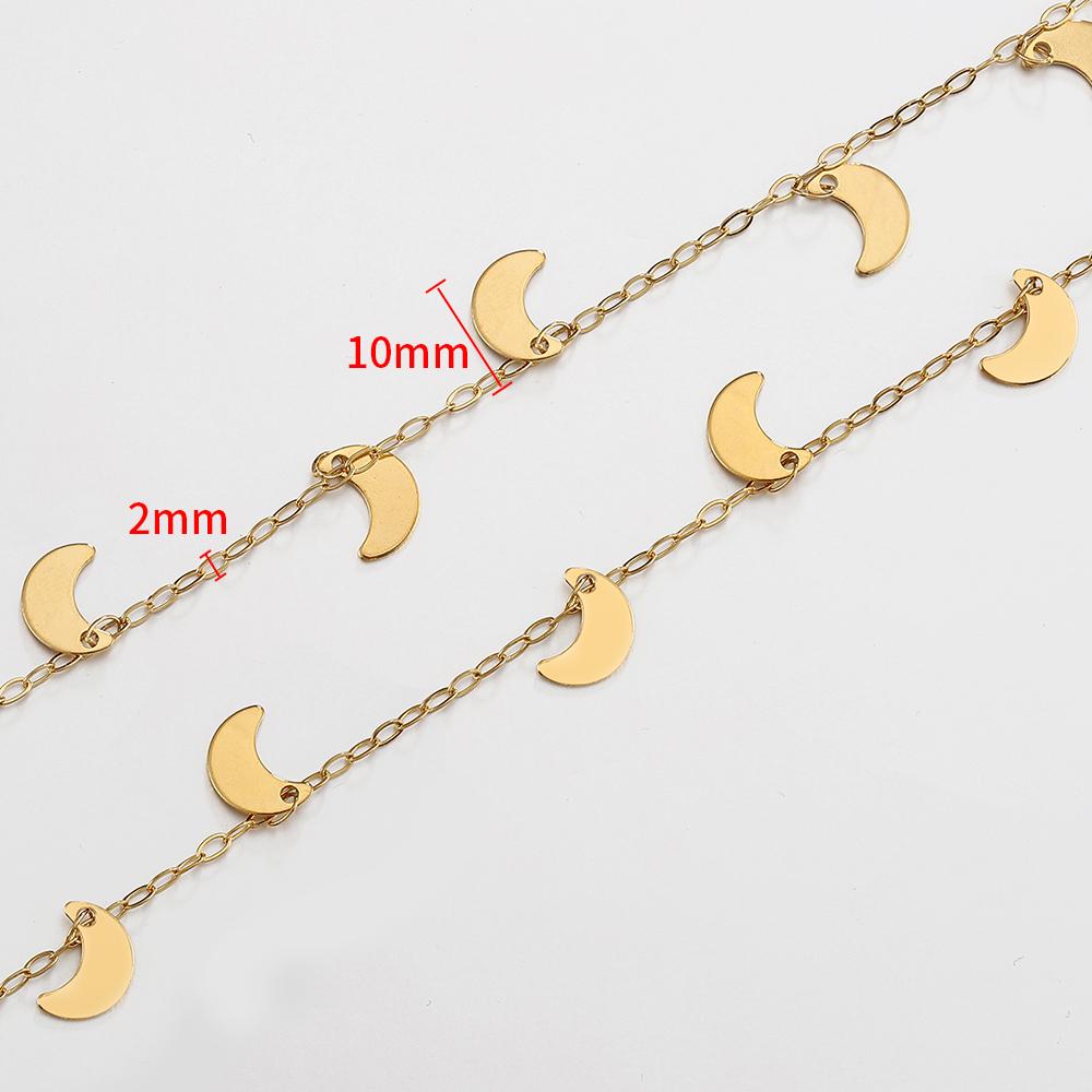 2Meters 1Meter Stainless Steel Moon Star Round Disc Link Chain Dangle Charm Chains for Necklace Jewelry Making DIY Waterproof
