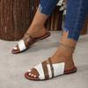 Fashion Women's Flat Sandals Fashion Round Head Matching Color Metal Buckle Soft Sole Anti-slip Wear-resistant Slippers