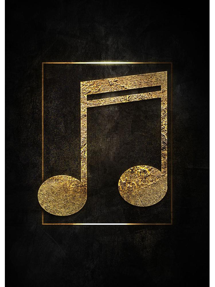 Черный фон золотые музыкальные знаки плакаты холст картина фортепиано настенная картина для спальни украшение дома безрамное