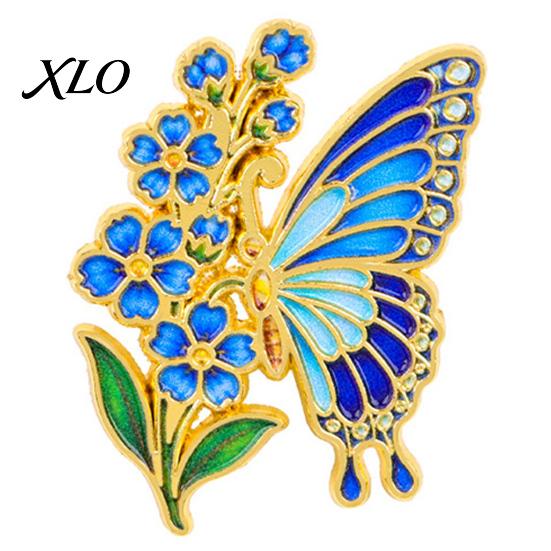Butterfly Scarves Brooch Enamel Flower Pin, Floral Badge for Women, Inscet Shaped Pin Coats Sweaters Alloy