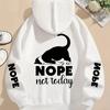 Повседневные Худи для Женщин и Мужчин Nope Not Today Милый Кот Печать Пуловеры Свободный Карман Теплые Флисовые Толстовки Осенняя Женская Одежда